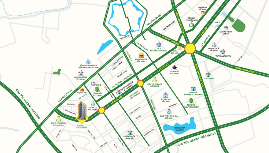 Green Pearl Bắc Ninh sở hữu vị trí đắc địa – trung tâm sầm uất nhất Bắc Ninh