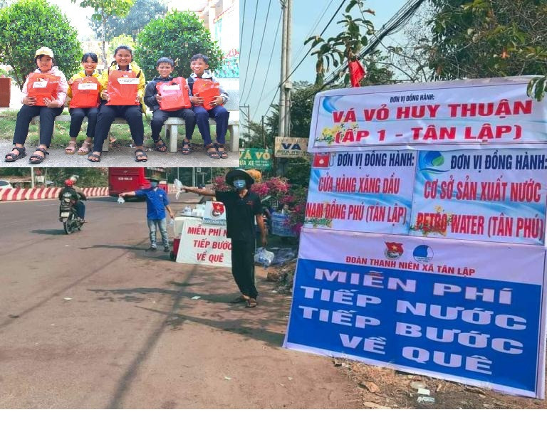 Tuổi trẻ Bình Phước hỗ trợ dân vùng biên, tiếp nước, vá xe cho người vể quê