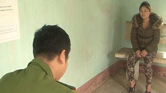 Lưu Thị Hồng Thương tại cơ quan điều tra.