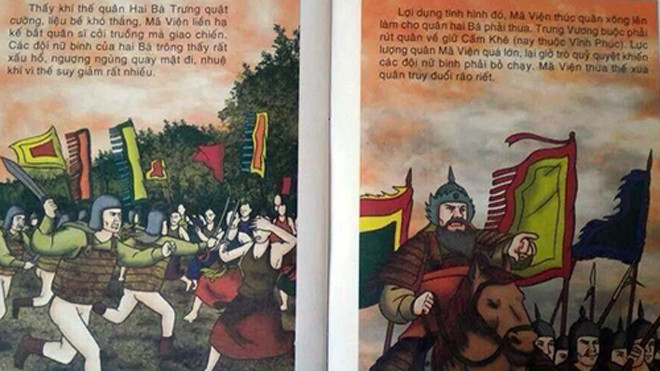 Cuốn sách Sử có hình vẽ quân lính không mặc quần.