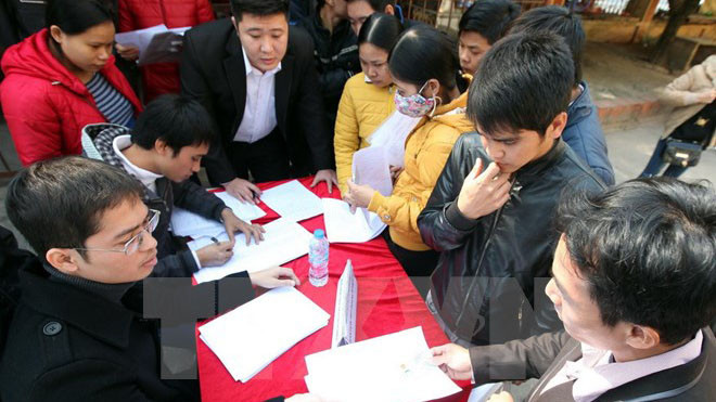 Một sàn giao dịch việc làm. (Ảnh: Anh Tuấn/TTXVN)