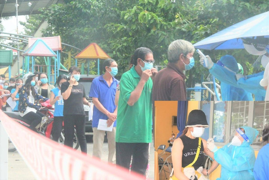 Người dân Bình Dương xếp hàng dài tiêm vắc xin của Sinopharm