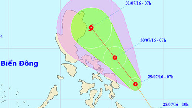 Dự báo đường đi của áp thấp nhiệt đới. Ảnh: NCHMF.
