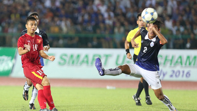 Khắc Khiêm đã có 5 pha lập công, là ứng cử viên sáng giá cho danh hiệu Vua phá lưới giải U16 Đông Nam Á. Ảnh: Đức Đồng