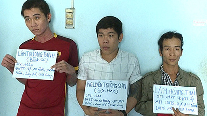 3 thanh niên ngáo đó có nhiều tiền án, tiền sự. Ảnh: Vĩnh Nam.