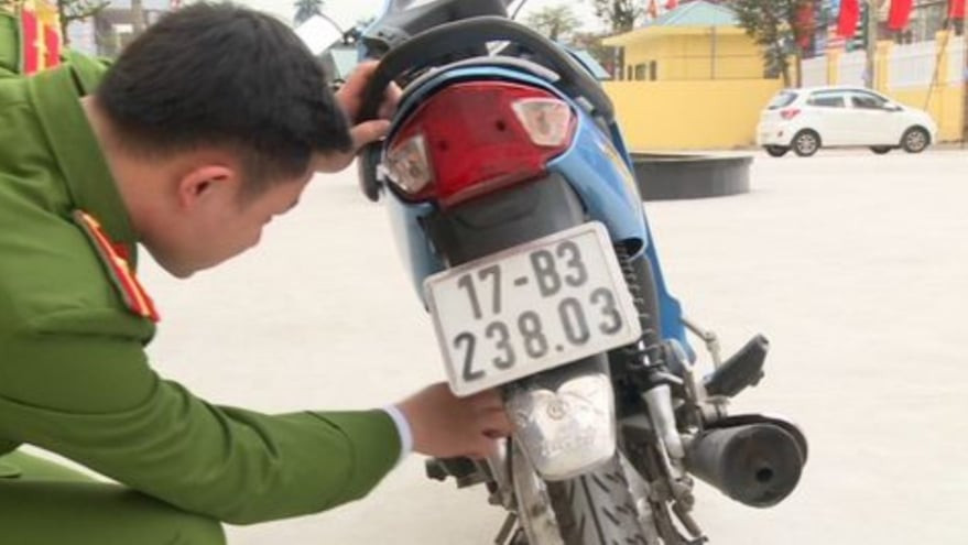 Một trong những chiếc xe bị trộm đã được Công an huyện Đông Hưng tìm thấy - Ảnh: Hoàng Long