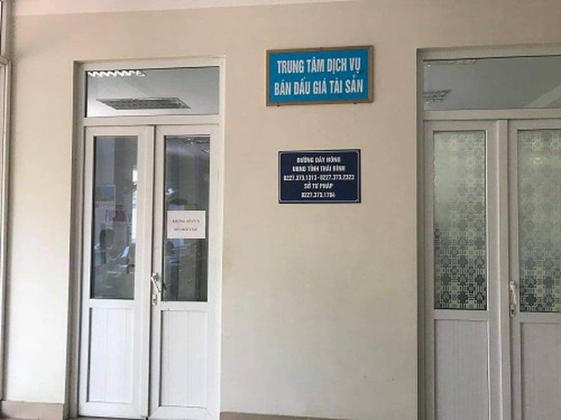 Trung tâm Dịch vụ đấu giá tài sản Thái Bình, nơi bị can Nguyễn Thị Ngấn đang công tác - Ảnh: hoàng Long