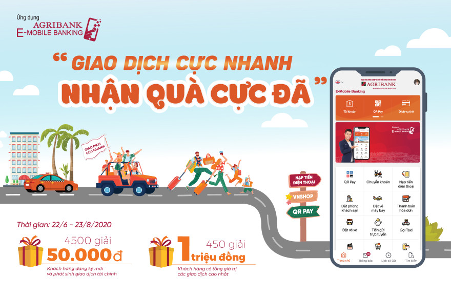 'Giao dịch cực nhanh – Nhận quà cực đã' cùng ứng dụng Agribank E-Mobile Banking