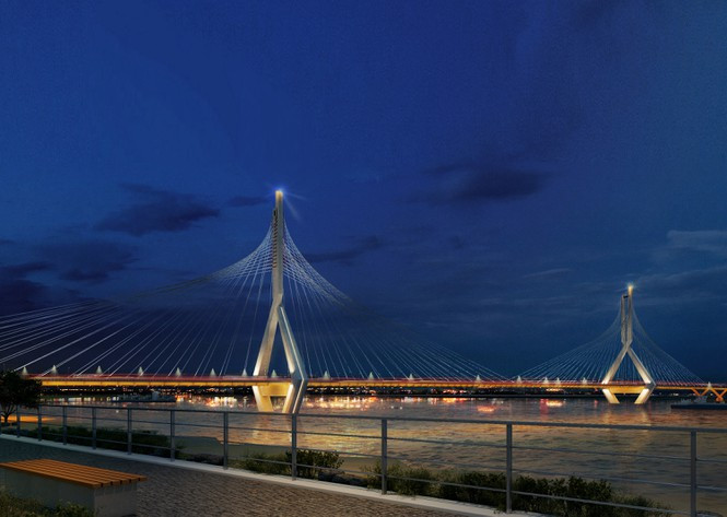 Phối cảnh dự án cầu Tứ Liên kết nối Đông Anh với trung tâm Hồ Tây