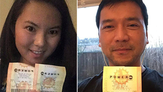 Cô Tracy Lê và anh Lê Quang Đức là hai trong số những người Việt thử vận may với xổ số Powerball. Ảnh: NVCC