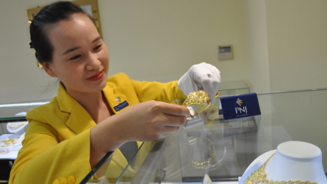 Giá vàng sụt giảm sáng nay. Ảnh: Lệ Chi.