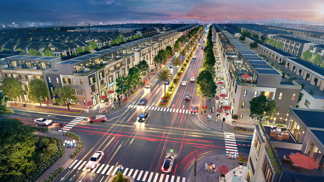 Với thiết kế nổi bật, shophouse dọc trục đại lộ vàng Goldsilk Boulevard là biểu trưng cho sự phồn thịnh của toàn khu đô thị