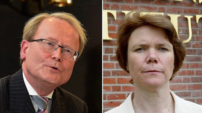 Bà Harriet Wallberg và người kế nhiệm Anders Hamsten. (Nguồn: TT)