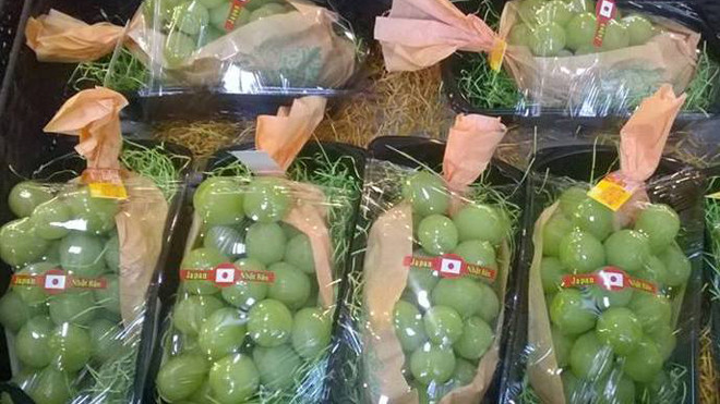 Nho xanh không hạt Nhật Bản đang được giới nhà giàu Việt chuộng mua về ăn
