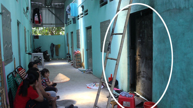 Căn phòng (trong vòng tròn trắng) bị phóng hỏa lúc rạng sáng khiến 3 người bị bỏng