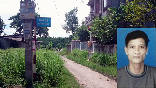 Con đường dẫn ra bờ sông nơi tình nghi Dũng đang ẩn náu và nghi phạm (ảnh nhỏ)