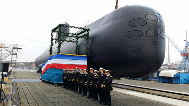 Lễ bàn giao tàu ngầm cho Ai Cập tại Hamburg , Đức (Ảnh: Ahram)