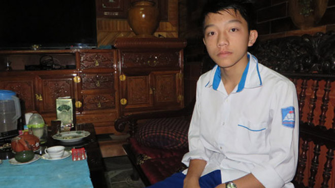 Cậu học trò 14 tuổi Hồ Hữu Lộc. Ảnh: Bảy Xuân.
