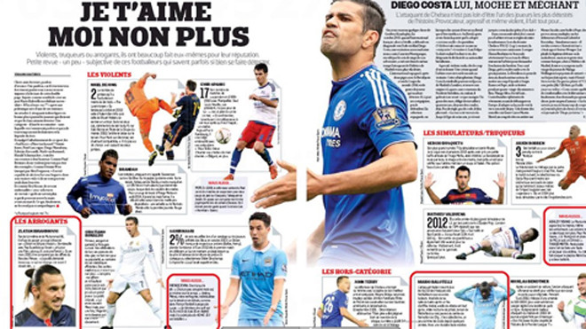 Những cầu thủ bị ghét nhất trong năm 2015, theo thăm dò của L'Equipe.