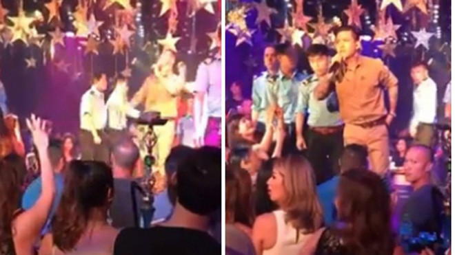 Tuấn Hưng tức giận hỏi ai ném ly lên sân khấu.