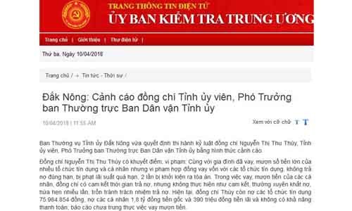 Kỷ luật cán bộ chủ chốt một số địa phương