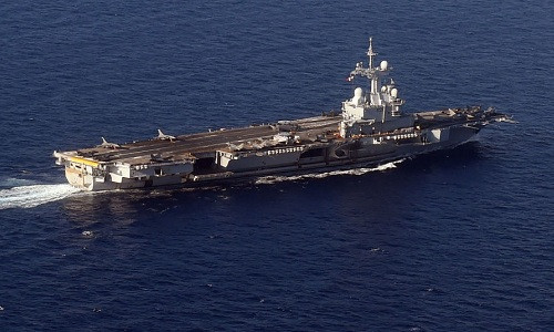 Tàu sân bay Charles de Gaulle của Pháp tại Địa Trung Hải. Ảnh: AFP