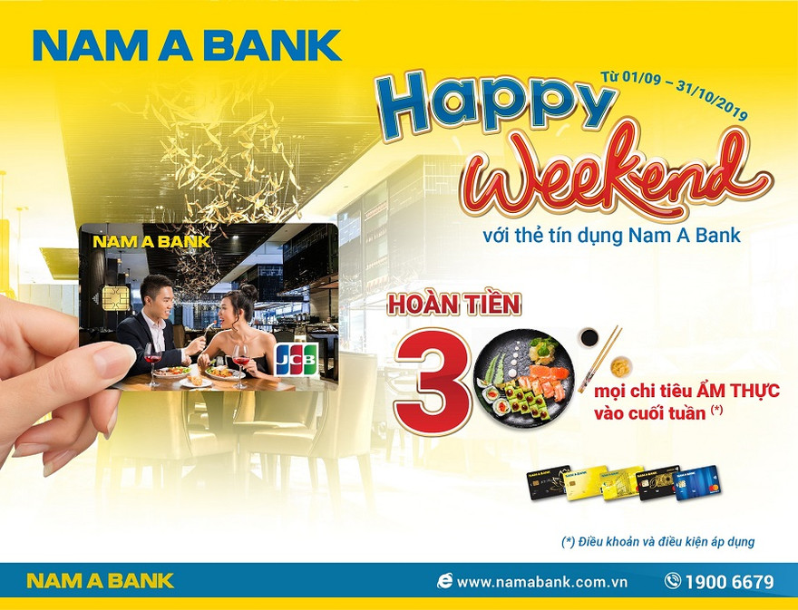 Ăn uống thả ga, hoàn tiền cực đã đến 30% cùng thẻ tín dụng Nam A Bank