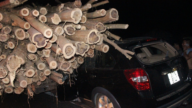 Húc vào đuôi ô tô chở gỗ, tài xế chết kẹt trong xe