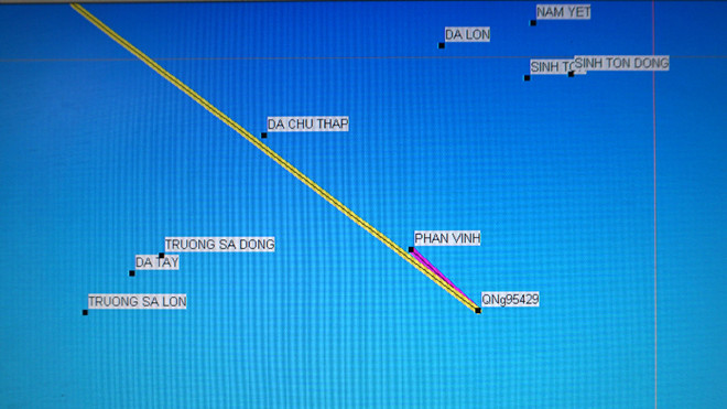 Vị trí tàu QNg 95429-TS bị chìm