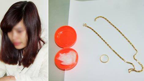 Võ Thị Huyền Tr. và tang vật.