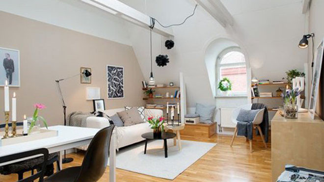 Căn hộ 42m2 trần thấp vẫn thoáng mát