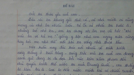 Bài thi Văn của Thùy Trang được chấm điểm 9- cao nhất lớp