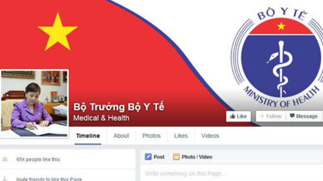 Hình ảnh Bộ trưởng Y tế trên fanpage - Ảnh: Ngọc Thắng