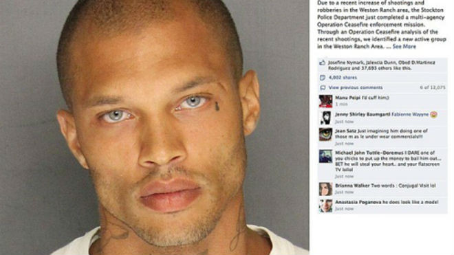 Jeremy Meeks được trúng hợp đồng làm người mẫu ngay khi còn đang ngồi trong nhà giam. Ảnh: Telegraph.