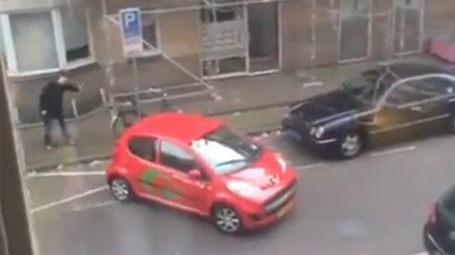 Xe mini vất vả vào chuồng