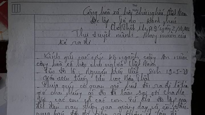 Bức thư tuyệt mệnh của thầy Việt.