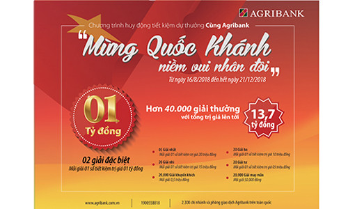 Cơ hội trở thành tỷ phú khi gửi tiền tại Agribank nhân dịp Quốc Khánh 