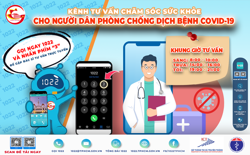 Tư vấn sức khỏe, phòng chống COVID-19 qua cổng thông tin 1022