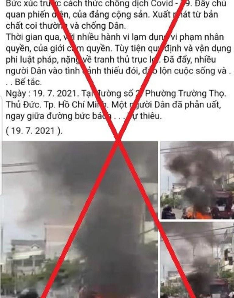 TP HCM lên tiếng về thông tin 'người dân bức xúc tự thiêu tại TP Thủ Đức'