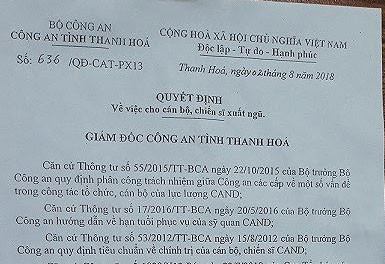 Một trung úy công an bất ngờ bị cho xuất ngũ