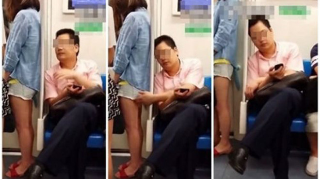 Người đàn ông bảnh bao 'quấy rối' cô gái trên tàu điện