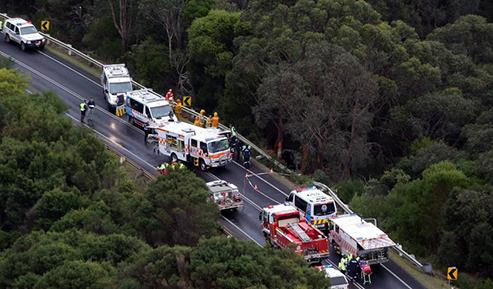 Hiện trường vụ tai nạn nhìn từ trên cao 
