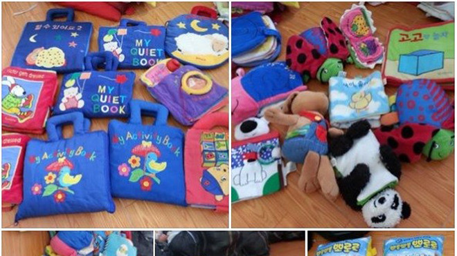 Không chỉ có quần áo, đồ chơi, giày dép, mũ khăn, địu… hàng thùng đều được khách thích mê. 