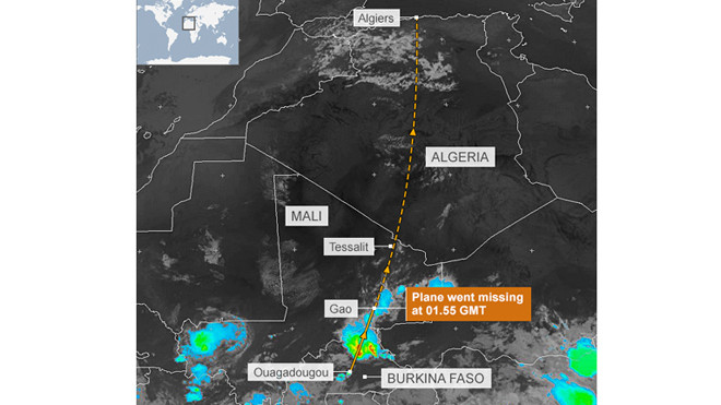 Đồ họa đường bay của chuyến bay AH5017 (Ảnh: BBC)