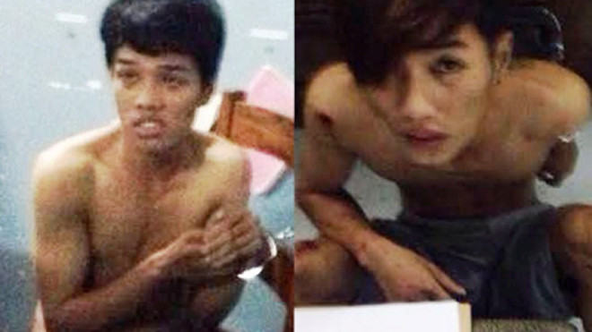 Hai tên cướp bị bắt giữ cùng chiếc ví tang vật của nạn nhân.