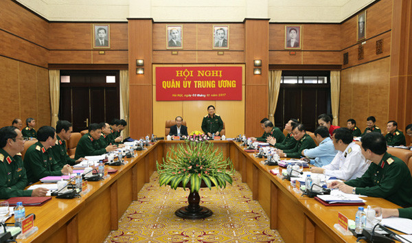 Đại tướng Ngô Xuân Lịch, Ủy viên Bộ Chính trị, Phó Bí thư Quân ủy Trung ương, Bộ trưởng Bộ Quốc phòng chủ trì hội nghị.