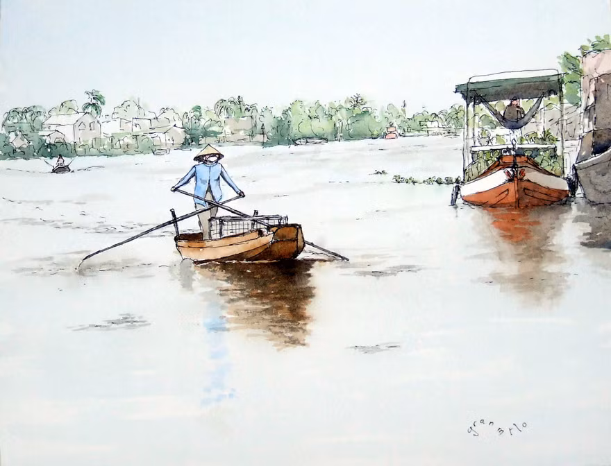 Du khách Pháp vẽ cảnh đẹp Việt Nam, gửi cho bạn bè về đất nước chống COVID-19 hiệu quả