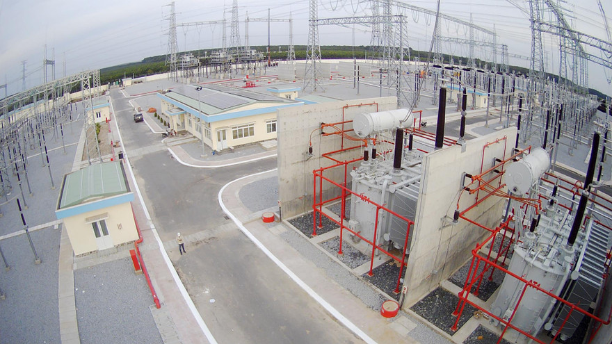 Toàn cảnh TBA 500kV Chơn Thành được chụp từ trên cao 