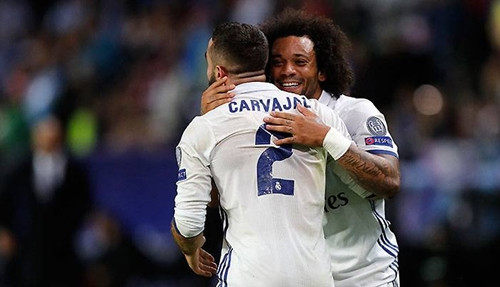 Marcelo và Carvajal được coi là những hậu vệ cánh hay nhất châu Âu lúc này. Ảnh: Reuters.