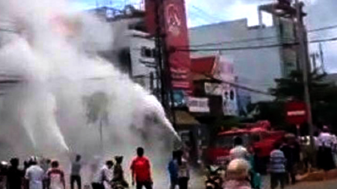 Hiện trường vụ hỏa hoạn (ảnh cắt từ clip).